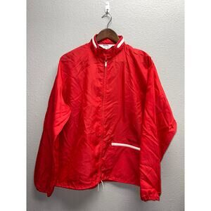 Vintage Montgomery Ward Windbreaker Full Zip Red Light Jacket Men's 80s Large